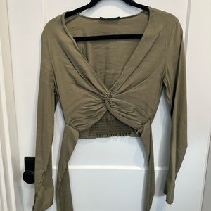 Zara Olive green tie Blouse